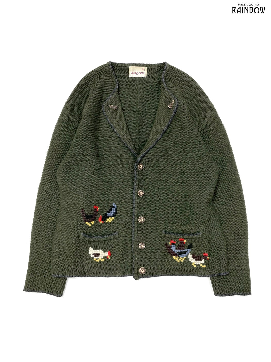  チロリアンジャケット ノーカラーウールジャケット Vintage】ノーカラーチロリアンウールジャケット | Pay ID