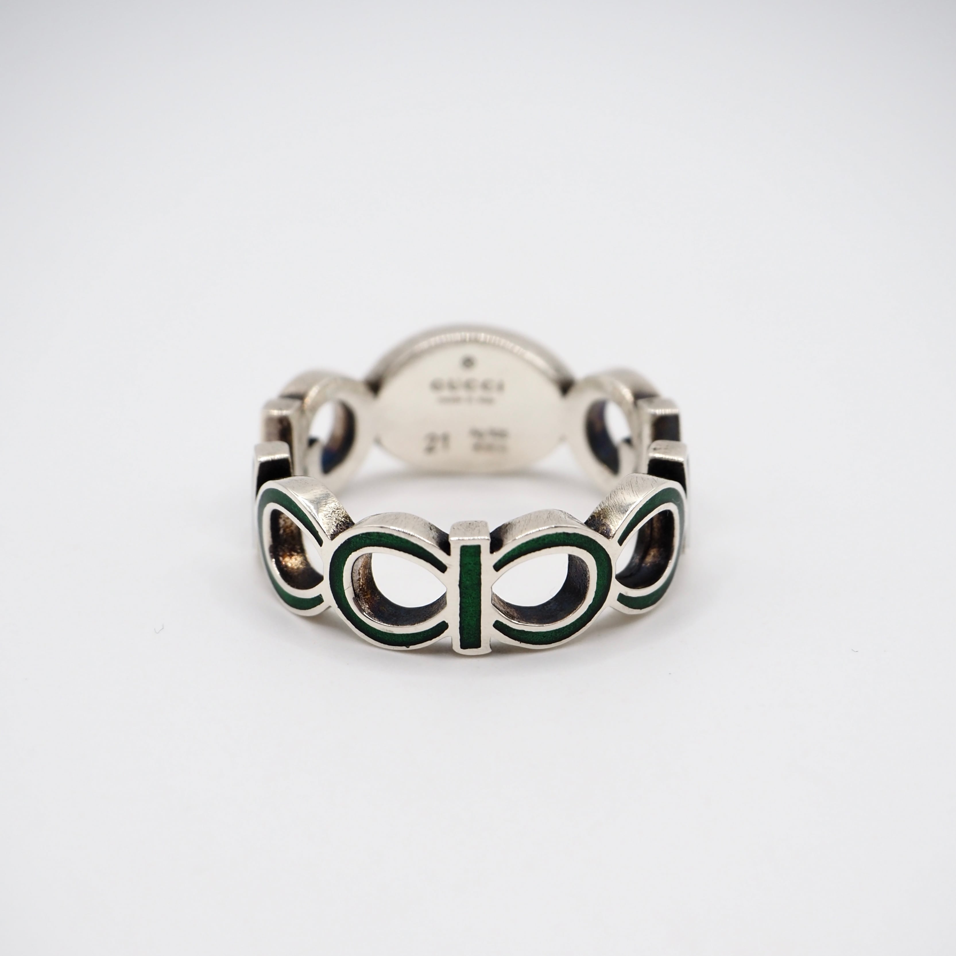 GUCCI 約20号 インターロッキングG ロゴ リング シルバー925 エナメル グッチ