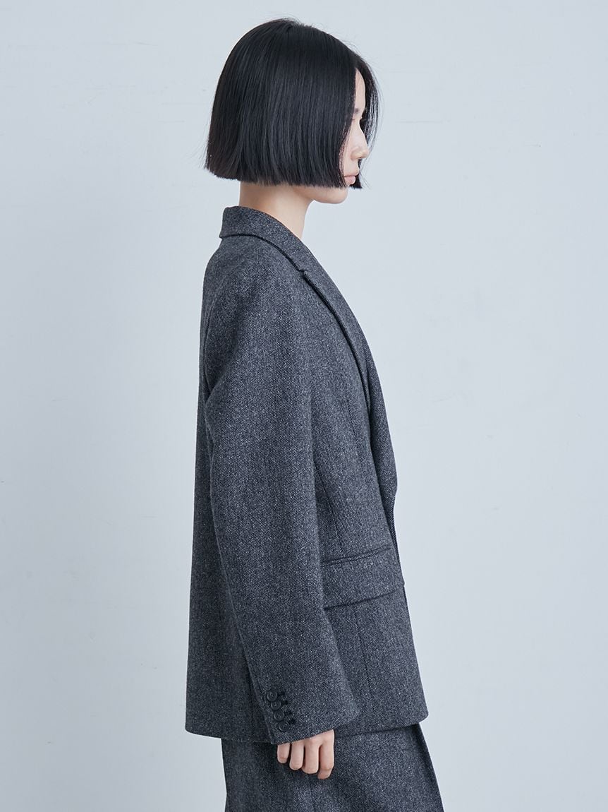 美品 MIESROHE ミースロエ ツイードシングルブレストジャケット グレー 