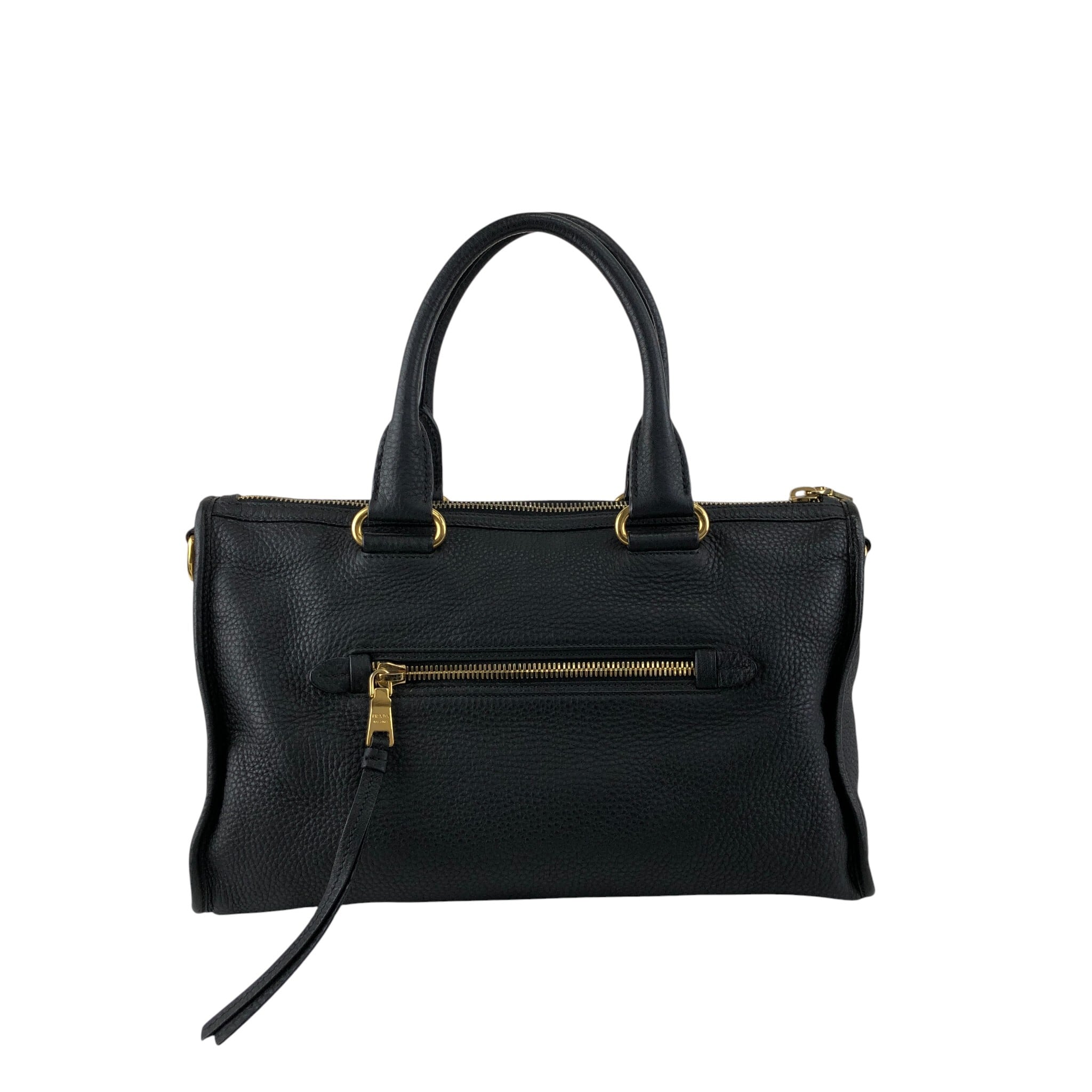 PRADA プラダ ショルダーバッグ ブラック ロゴ レザー 2WAY vintage