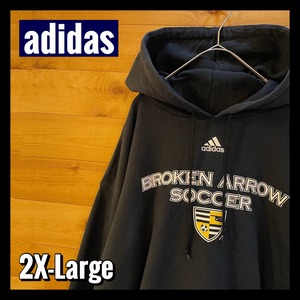 【adidas】サッカー バックロゴ スウェット パーカー フーディ ビッグシルエット アディダス XXL アメリカ古着