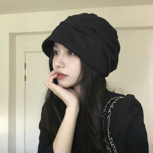 キャスケット レディース 秋冬 韓国 コーデュロイ調 ボリューム ギャザー 立体フォルム 深め 小顔見え 後ろゴム ヴィンテージ レトロ 古着風 ストリート 大人 カジュアル デイリー 高見え [LW-CGH006]