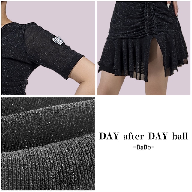 グリッター シャーリング スリット ドレス 1col D00355