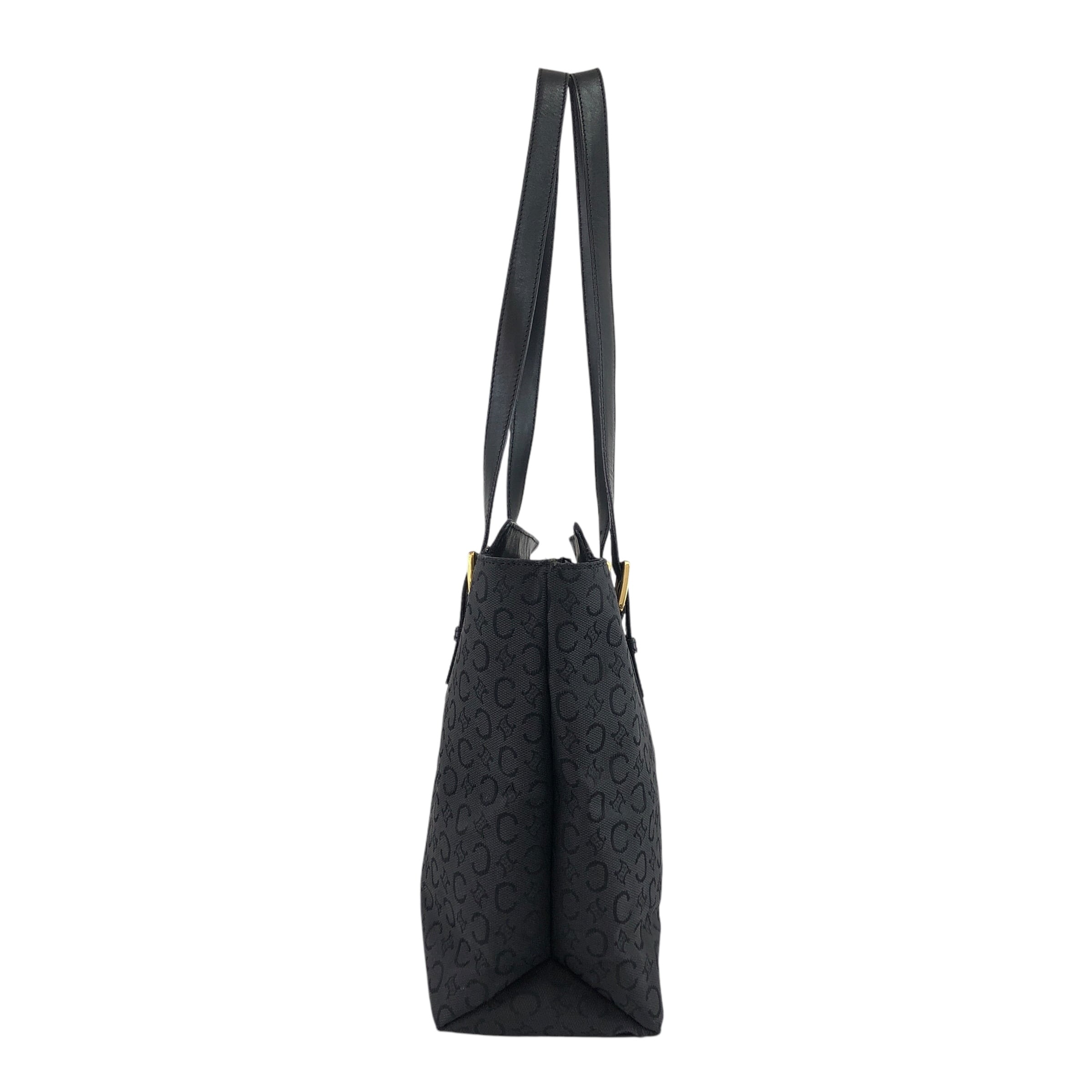 CELINE セリーヌ Cマカダム トートバッグ ブラック ジャガード レザー