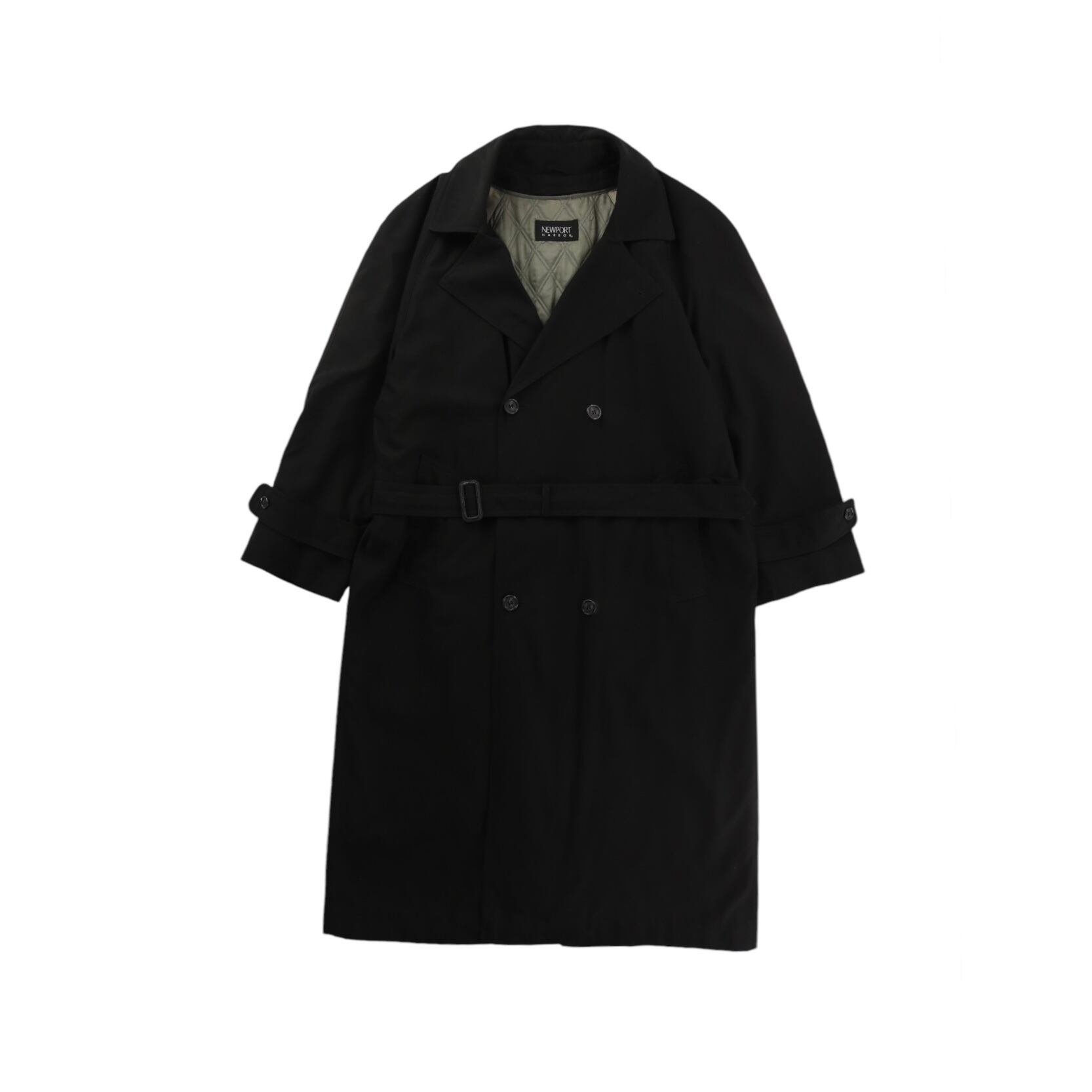 MAKE MY DAY】NEWPORT HARBOR smooth black trench coat made in USA 