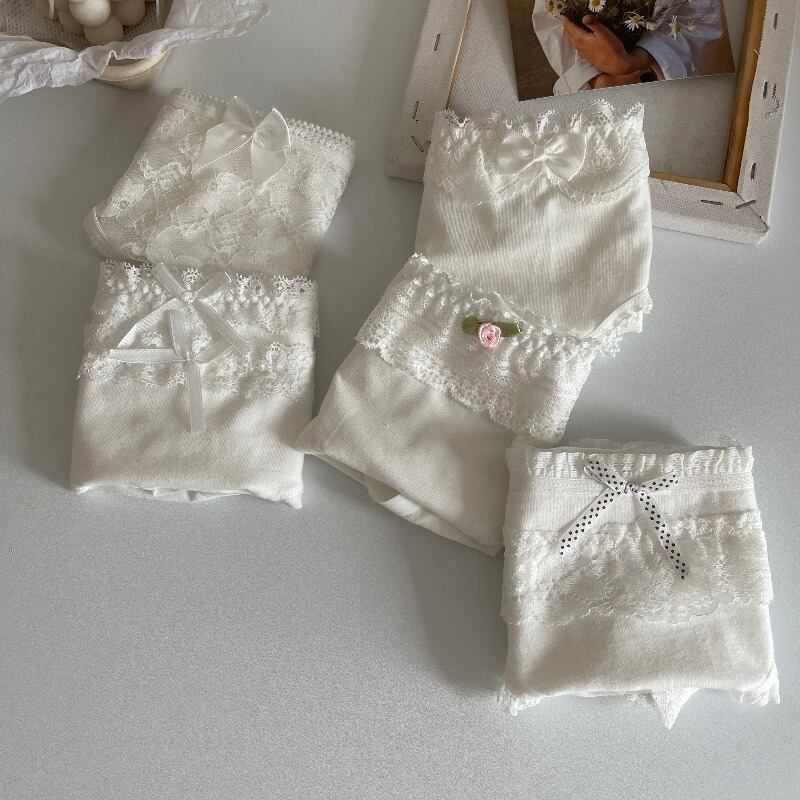 ホワイトレースレディースサマー薄手パンツ コットン 夏物 ピュア 萌量不足50208031404