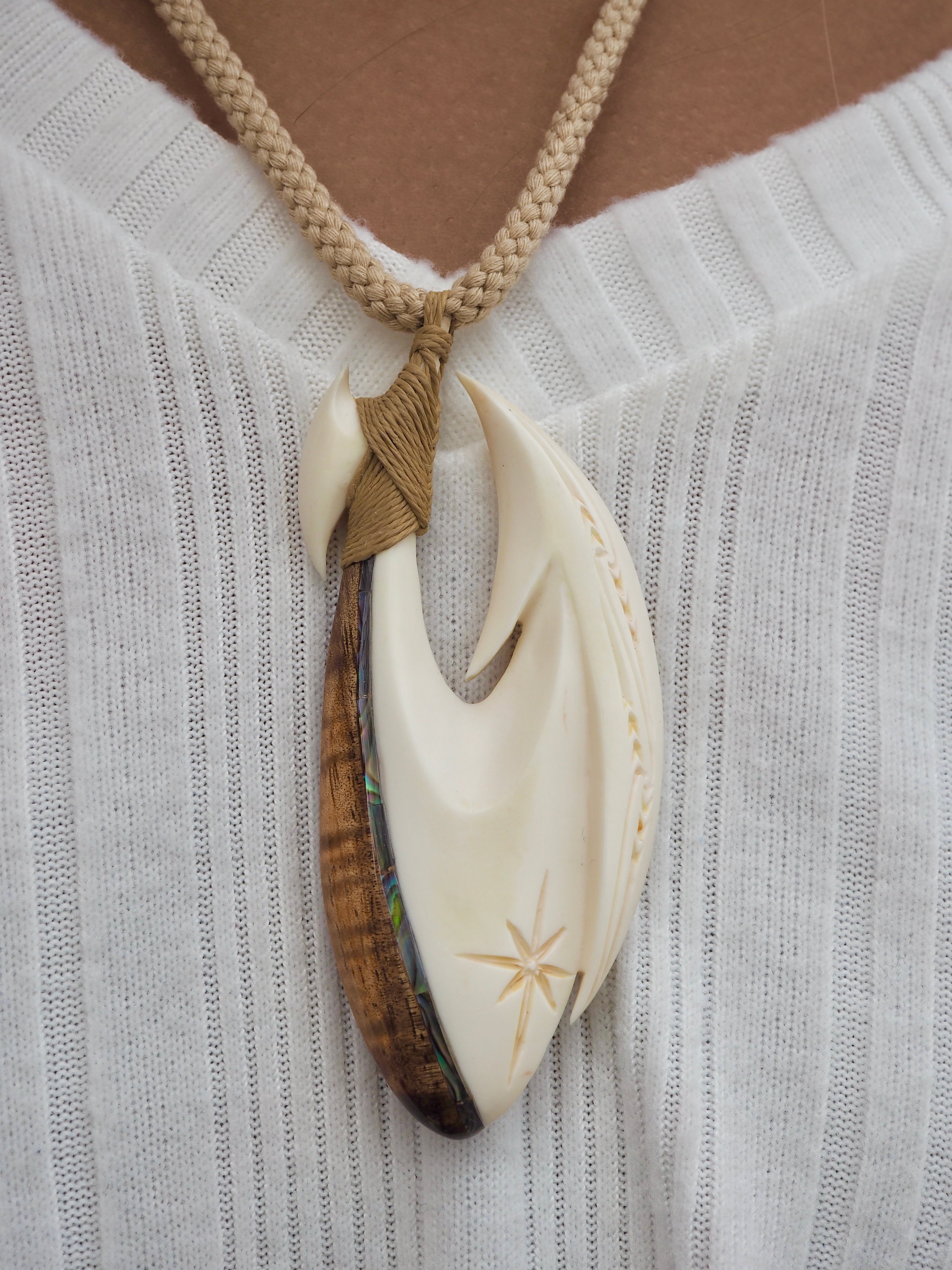 ボーンカービング ボーンネックレス 鯨骨&ハワイアンコア K'z bone Kz