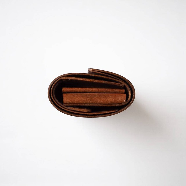 使いやすい 三つ折り財布 【 ブラウン 】 レディース メンズ ブランド 鍵 小さい レザー 革 ハンドメイド 手縫い