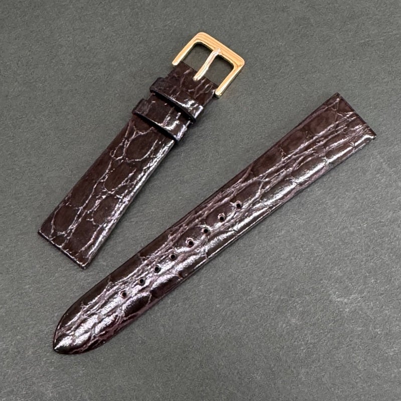 SEIKO セイコー 時計ベルト 牛革バンド ワニ型押し 18mm こげ茶 薄型