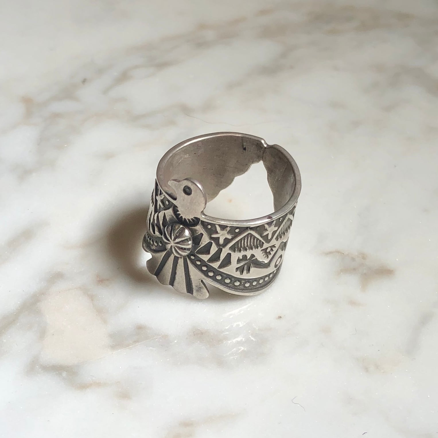 DARREL CADMAN thunder bird motif silver ring | NOIR ONLINE