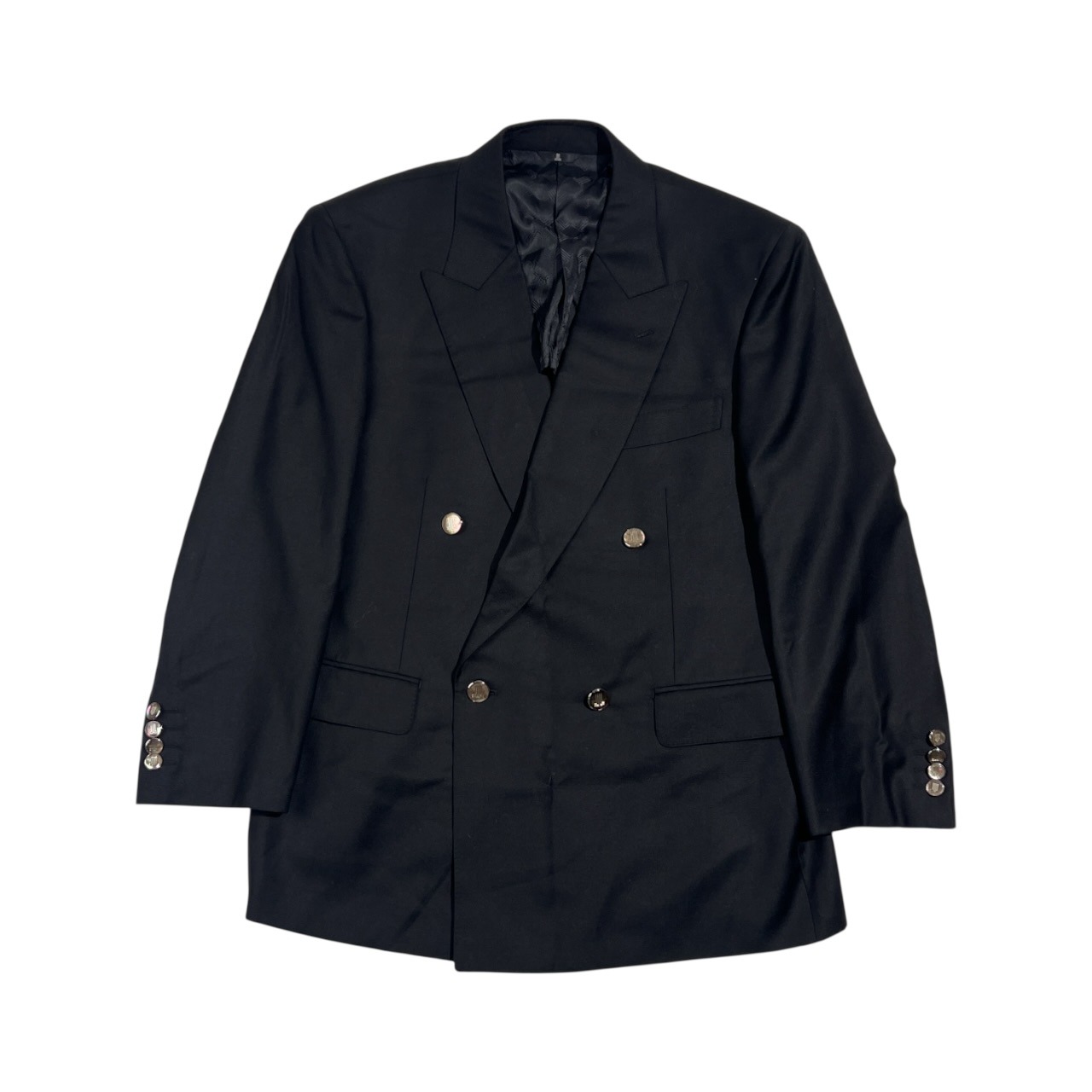 LANVIN COLLECTION ランバン シェルボタン 背抜き ダブル テーラードジャケット T46・54/ブラック系 メンズ