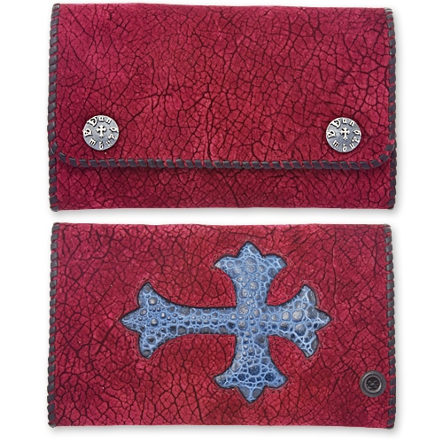 【VAN AMBURG LEATHERS　ヴァンアンバーグレザーズ　Wallet　ウォレット　財布】ラージバイカーウォレット/バーガンディーヒポw/クロスインレイ【送料無料】