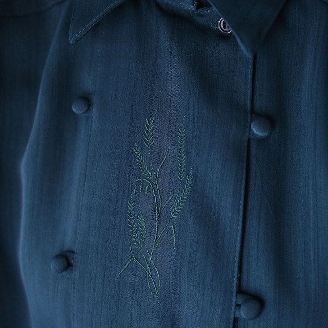 "刺繍×稲穂" double button design napoleon shirt