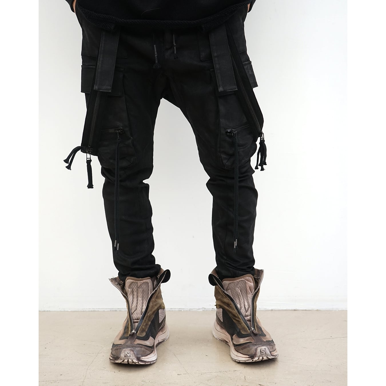 d.Hygen カーゴジョガーパンツ スキニーカーゴ D.HYGEN - Non-ply Yarn Lined Drop Crotch Cargo Wide Jogger Pants
