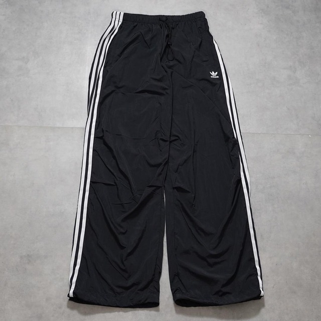 adidas アディダス ナイロン トラックパンツ 刺繍 M 黒 白 16290