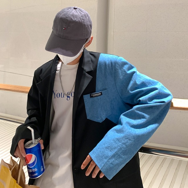 予約販売】テーラードジャケット バイカラー ジャケット 上着 デニム  