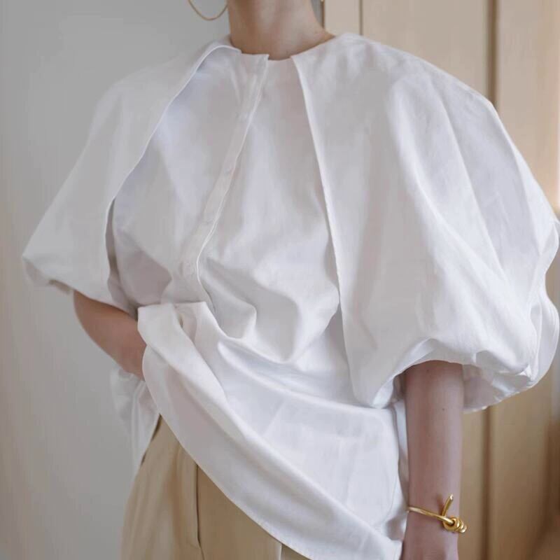 loose puff sleeve shirt W00022