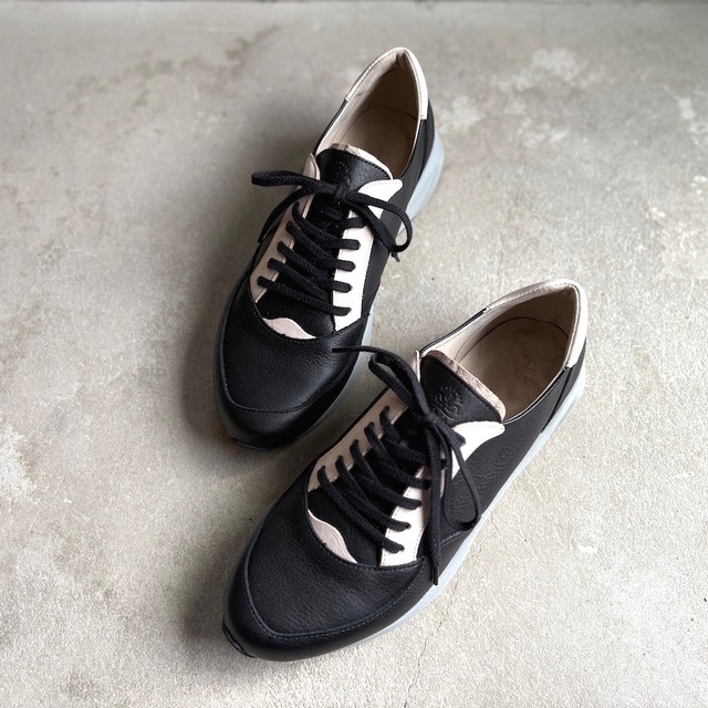 men's HAND MADE leatherスニーカー　Vibram sole　Black