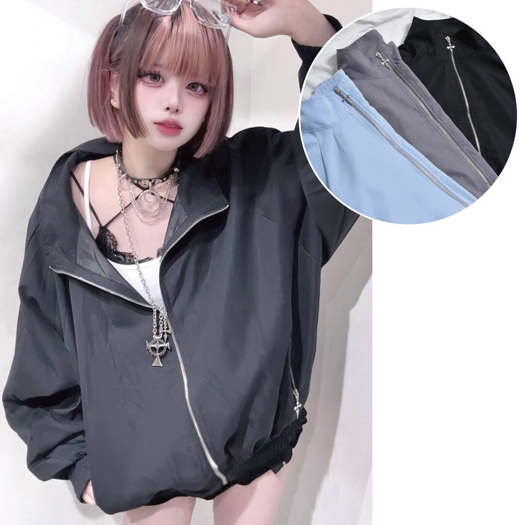 【10/7 再入荷!】クロスZIPハイネックブルゾン
