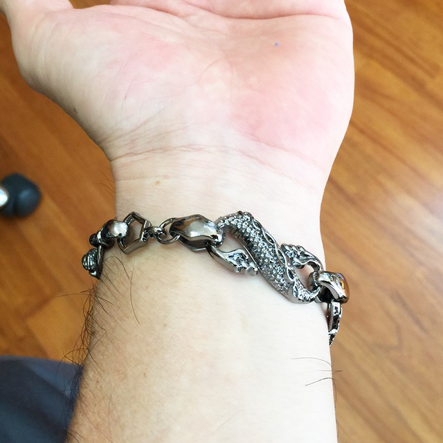 ブレスレット メンズ ドラゴン 龍 チェーン 竜 アクセサリー シルバー アンティーク風 ちゅらネット にふぇーでーびる