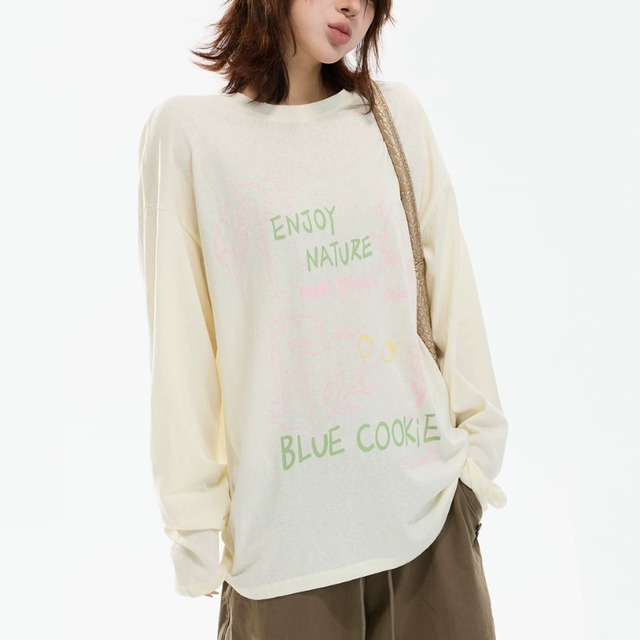 hand-drawn graphic long tee　ハンドドローインググラフィックロングティー　J2103