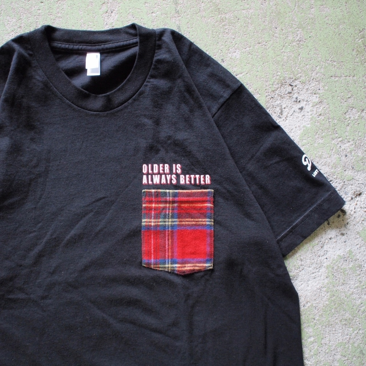 【LOST AND FOUND】"Bean Check" Remake Pocket T-shirt (BLACK)