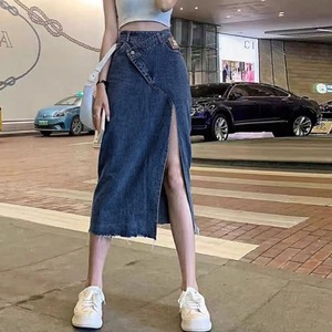 レイヤード風 デニム スカート レディース おしゃれ ストリート系 アメカジ 大人 かわいい きれいめ スリット カジュアル ハイウエスト 大人可愛い 大人女子