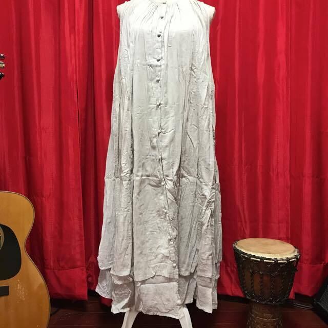 マライカ コットンレイヤー ノースリーブワンピ ライトグレー