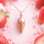 【春限定！】さくら色パールのアイスクリームネックレス(いちご味)ピンクゴールド