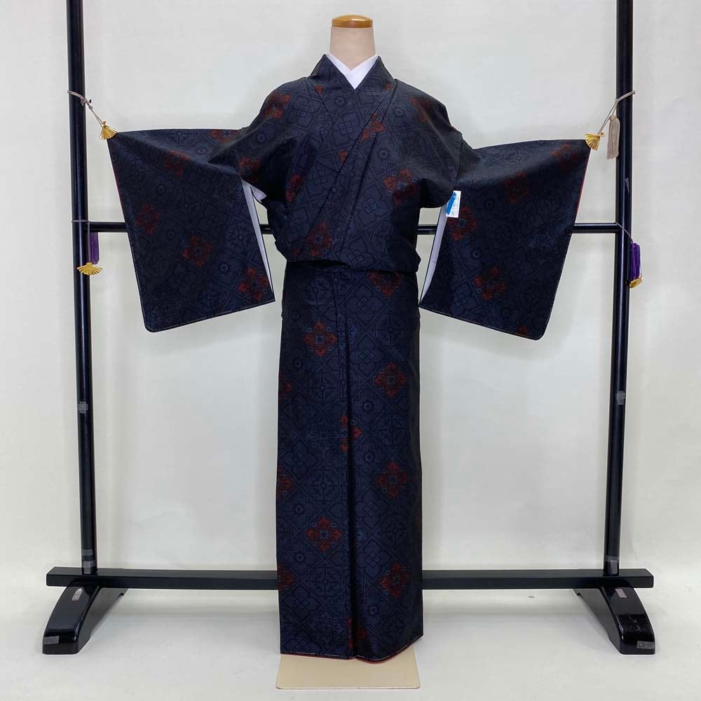 大島紬 横双 よこそ 袷 お洒落着 普段着 正絹 裄65cm 身丈159cm 美品 B 