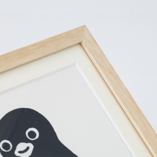 追加2》額装シルクスクリーン『ペンギンと［赤］の手乗り』シリアル