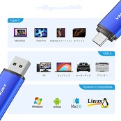 Vansuny USBメモリ Type C 32GB USBフラッシュドライブ 2in1 OTG USB 2.0 + USB Cメモリ タイプC 32ギガ (青)