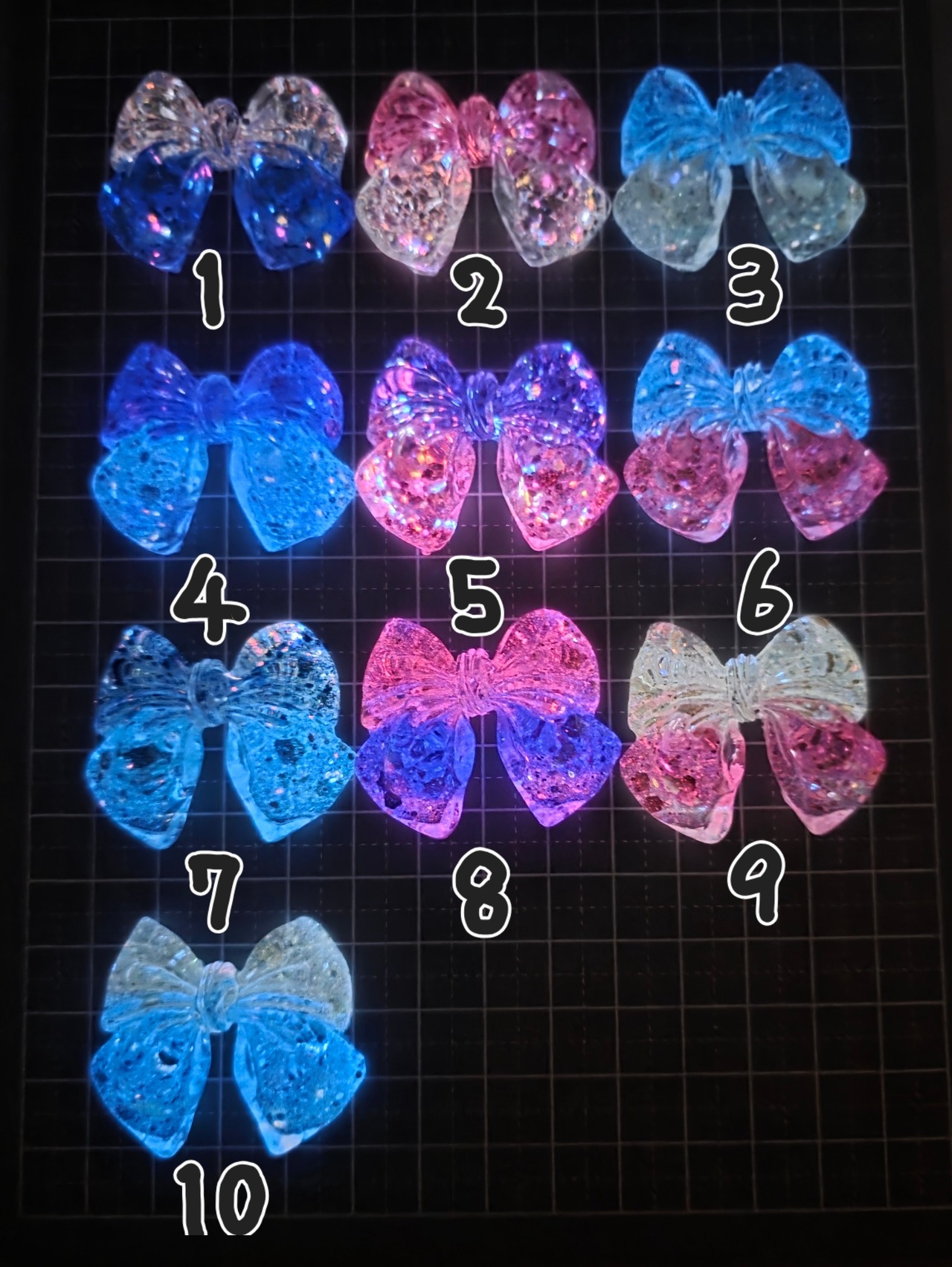 [３個]蓄光✨大きめ グラデ ラメリボン／10色:35mm×40mm