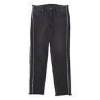 FRINGE STRIPE SPANDEX BLACK DENIM PANTS / - BLACK Vintage / BLACK -（EZP0190003）
