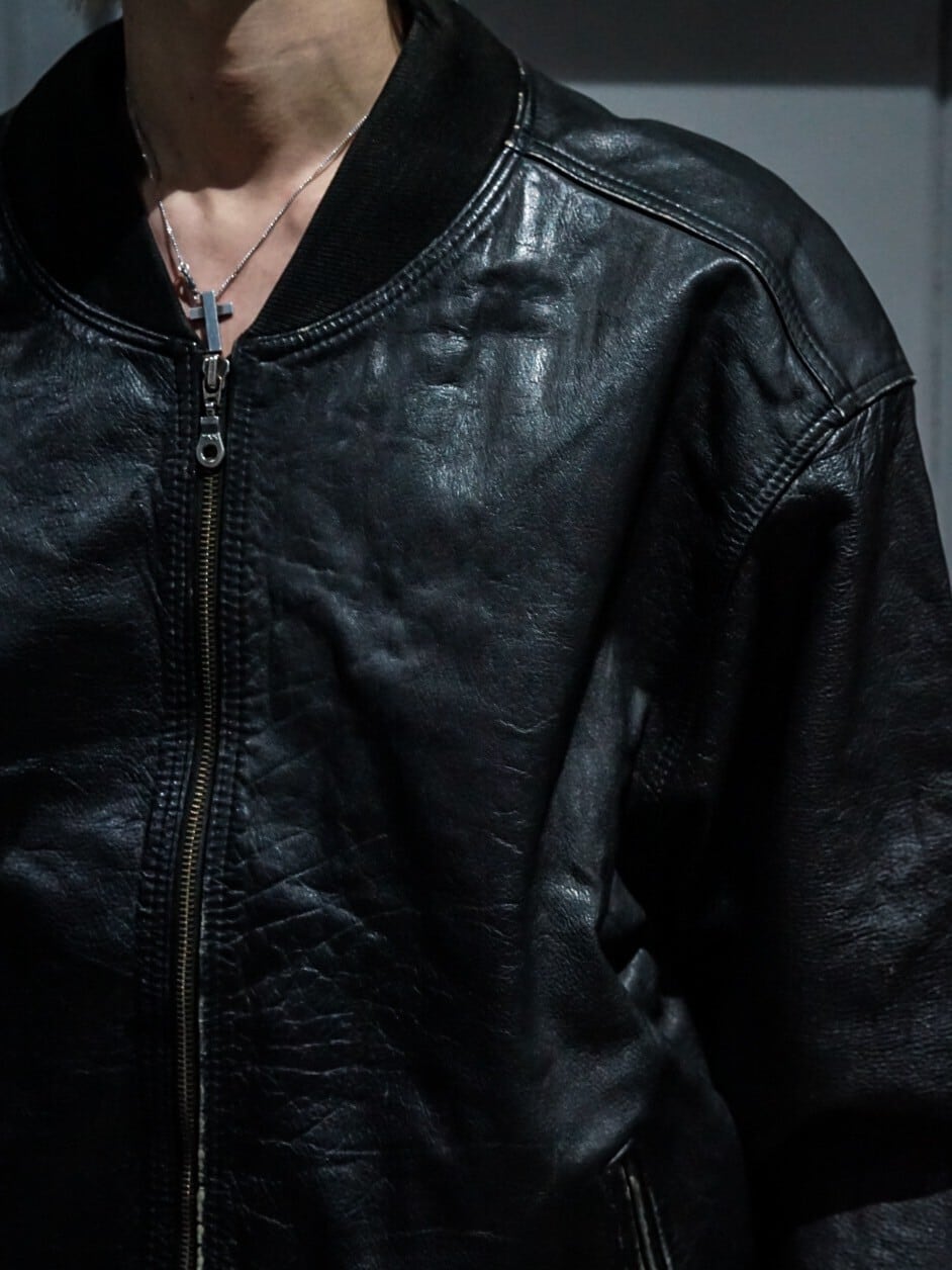 ジャケット・アウター PUMA Vintage Loose Leather Bomber Jacket add (C) vintage】