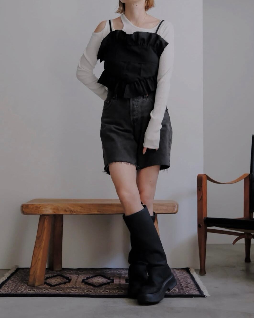新品未使用：HAKUJI ブラック ロングスリーブプルオーバー HAKUJI】Organic cotton shoulder hole LS | TOLMA.