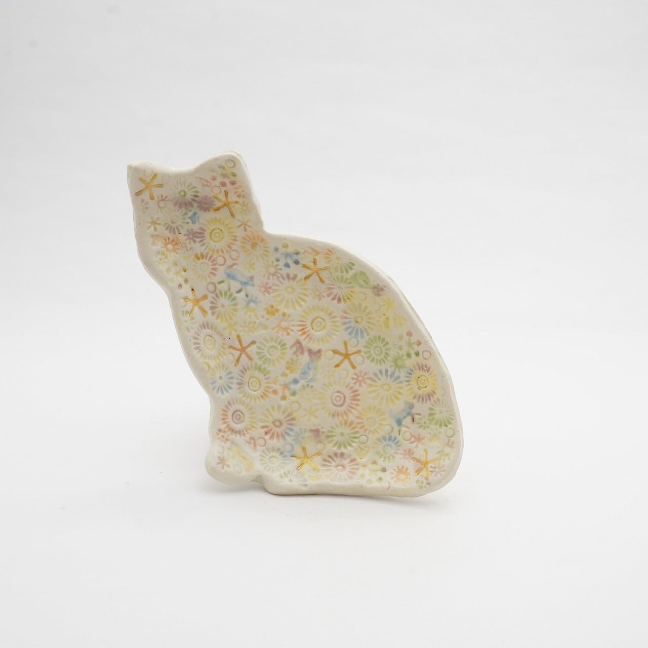 【陶工房ほうき】淡三島ねこ小皿 3-D