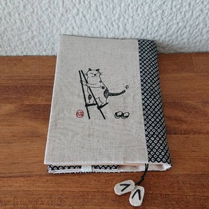 sheepsleep ブックカバー 文庫判「竹馬ねこ」 刺繍 日本製