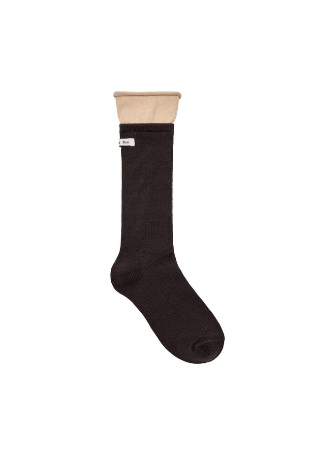 [Matin Kim] TWO TONE LAYERED SOCKS IN BROWN 正規品 韓国ブランド 韓国通販 韓国代行 韓国ファッション マーティンキム matinkim 日本 店舗