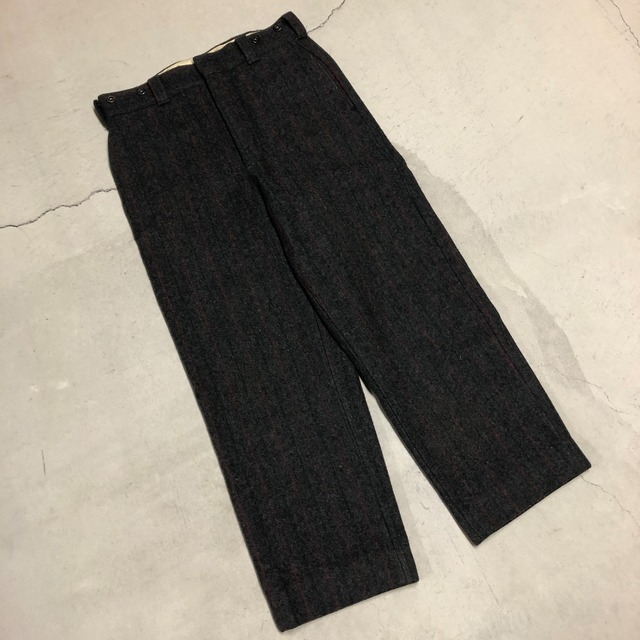 ⊕1970'S WOOL RICH WOOL CHECK SLACKS W32 L27