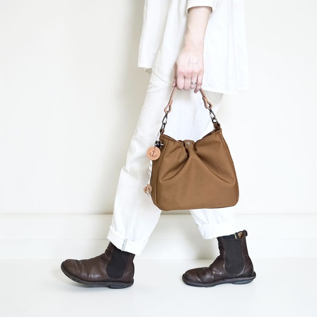 ＜即納商品＞BALON　mini：キャメル×ベージュ（CORDURA　撥水加工ナイロン素材バッグ）