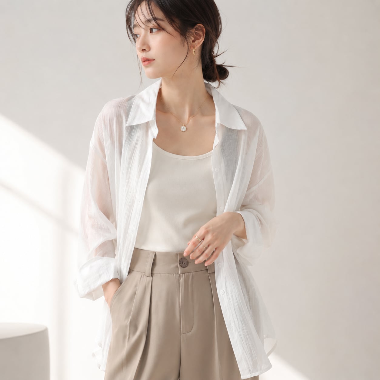 AIRY SHEER WHITE SHIRT