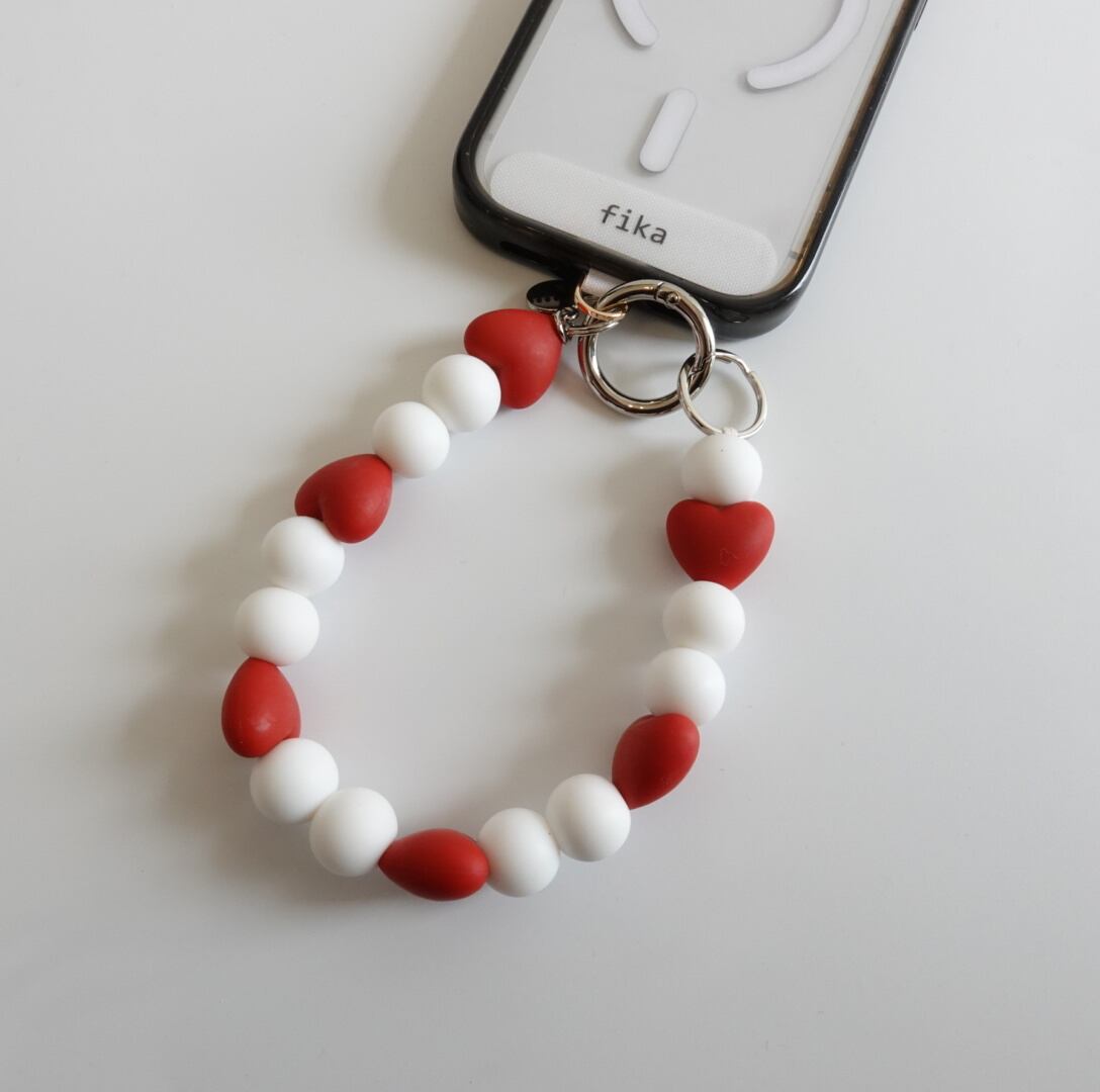   ハートとエレファントのストラップ Smartphone strap Heart（スマートフォンストラップ/ハート） | fika