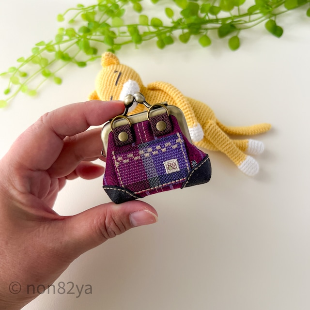 【久留米絣】豆がまバッグ|ストラップ付きミニがま口・バッグチャーム