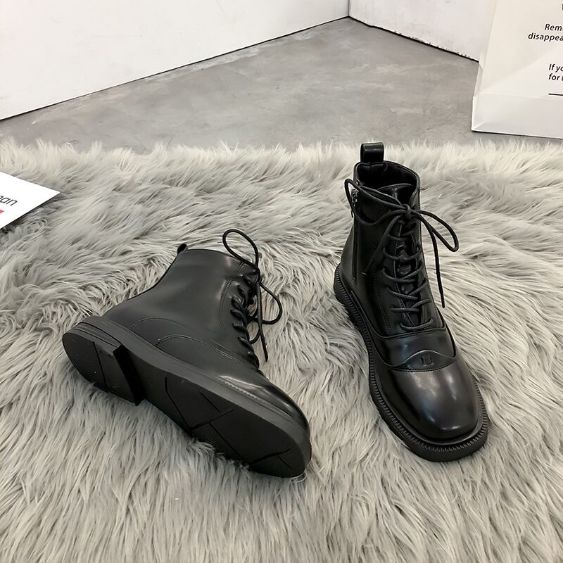 ブーツレッドブラックカジュアル レース 靴 シューズ レースアップ フェイクシューズ61646310822