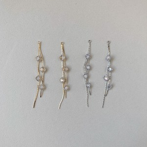 ビジュー付きスネークチェーン二又チャーム