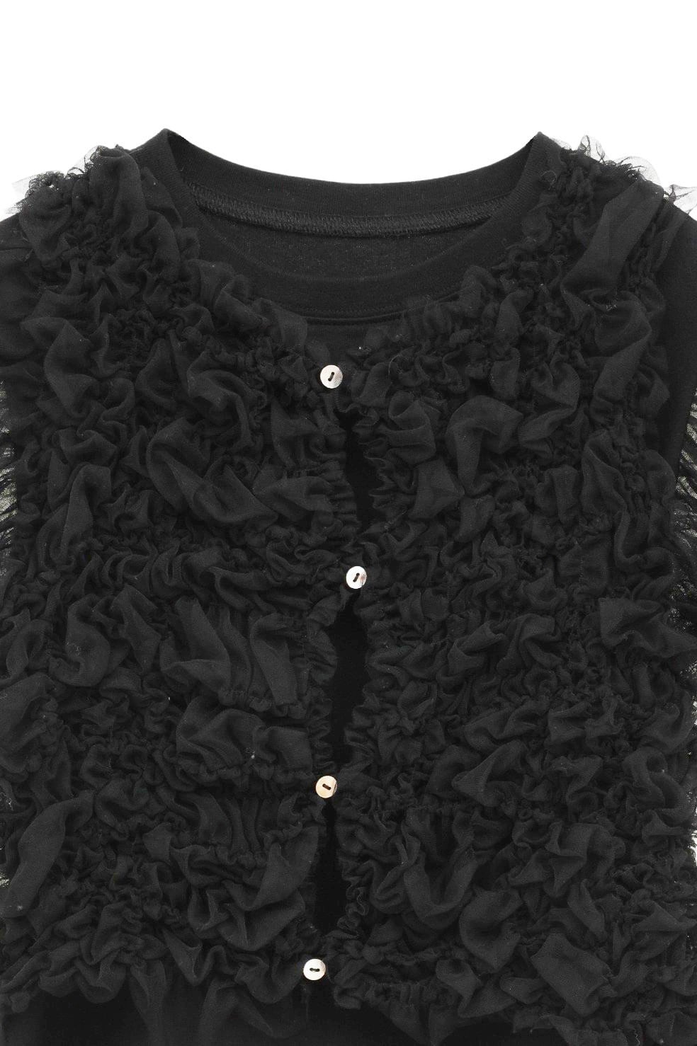 CLANE(クラネ) TULLE VEST LAYERED TOPS BLACK | サウスオレンジ