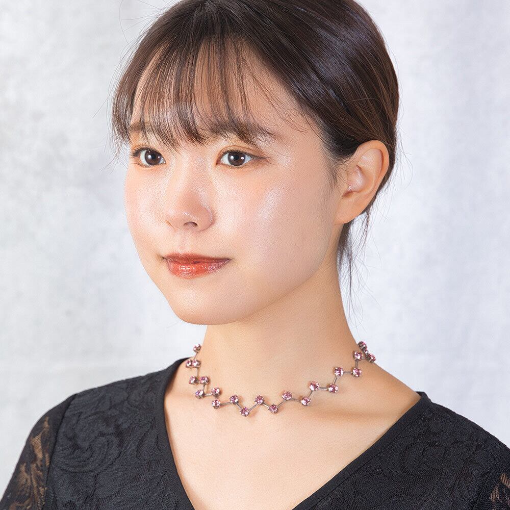 舞台挨拶着用】ネックレス ラインストーン ピンク ショート 35cm