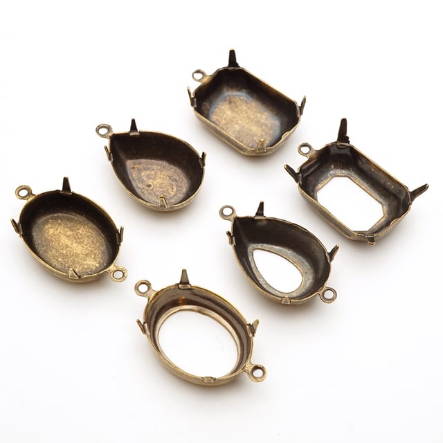 アクセサリー K セッティング石座メタルパーツ 18×13mmオクタゴン対応（2個セット）[F3