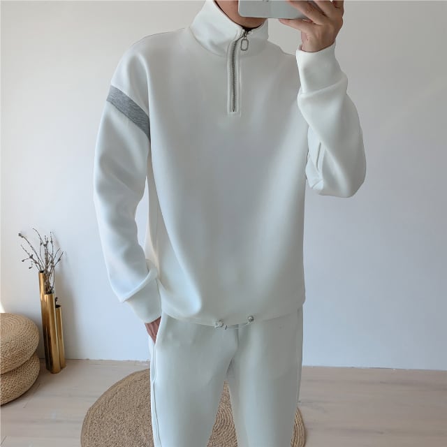 予約販売】メンズ セットアップ 無地 シンプル ハイネック ハーフ